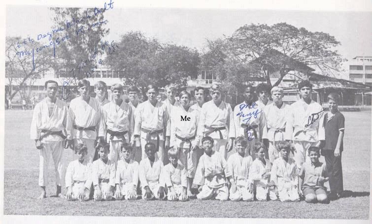 ISB Taekwondo club led by Mr. Kim Myung-Soo, 6th Dan. 1969.