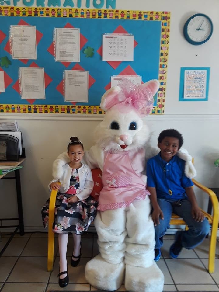 Kids With a Bunny Mascot