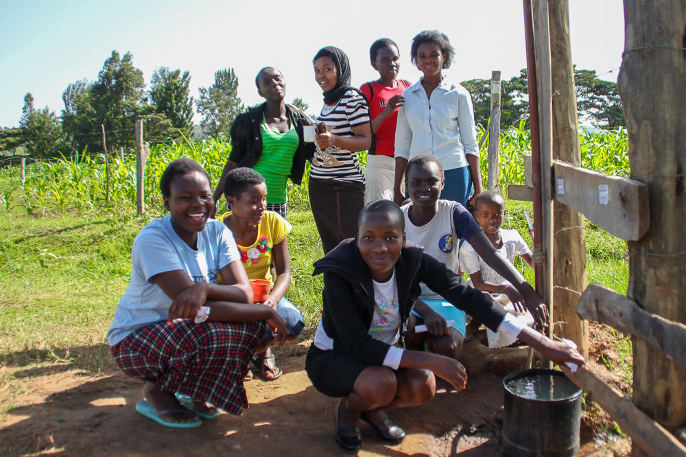 School children who attend Moi's Bridge Primary School who now have clean water and are not getting sick any more from contaminated water. 
