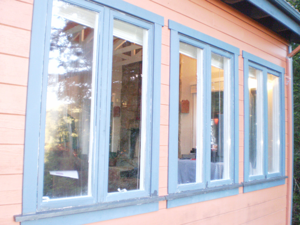 Windows before. Broken seals. Condensation. Rot. Broken up view.