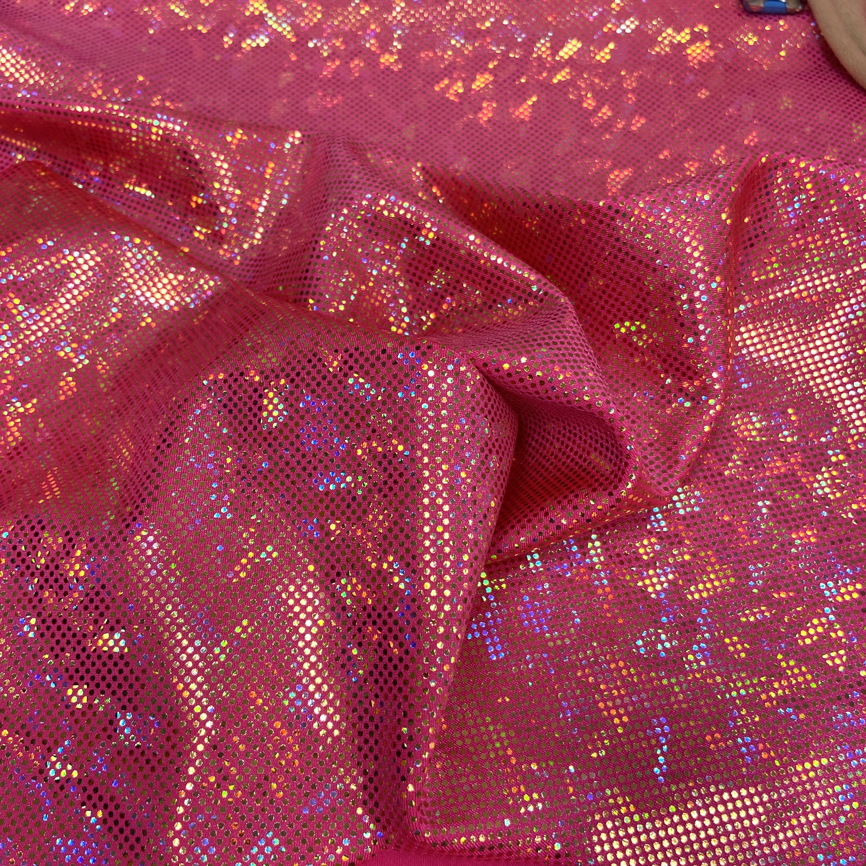 Gold shattered hologram on hot pink