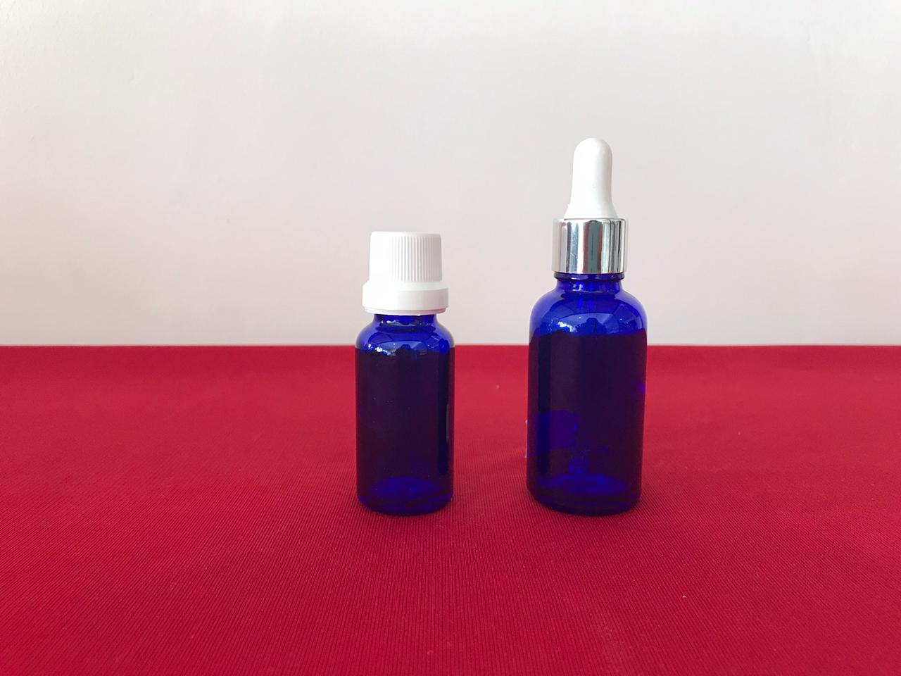 FRASCO DE VIDRIO AZUL 20 Y 30 ML.