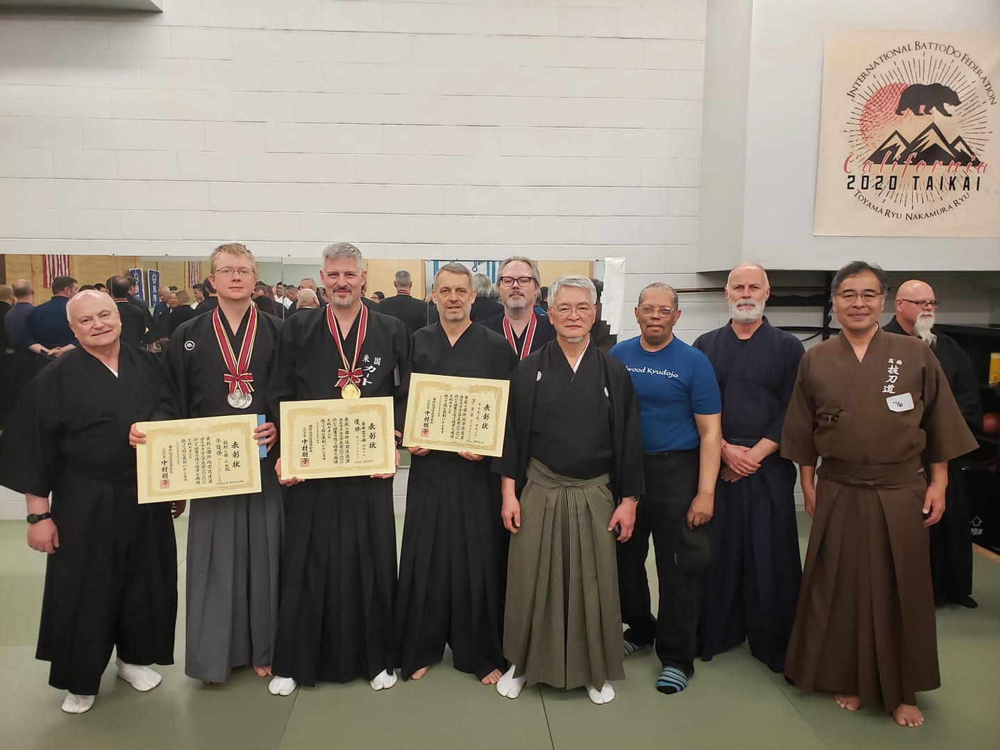 March 2020: Yokohama Mugaikai members from various dojo following the taikai - good showing in the Open Kata event.