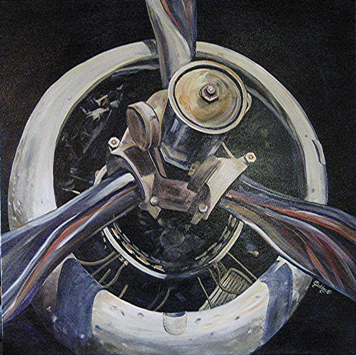 "Seversky P-35", Acrylic, 36x36 - This painting has been donated to the Pentagon-sponsored Air Force Art Program