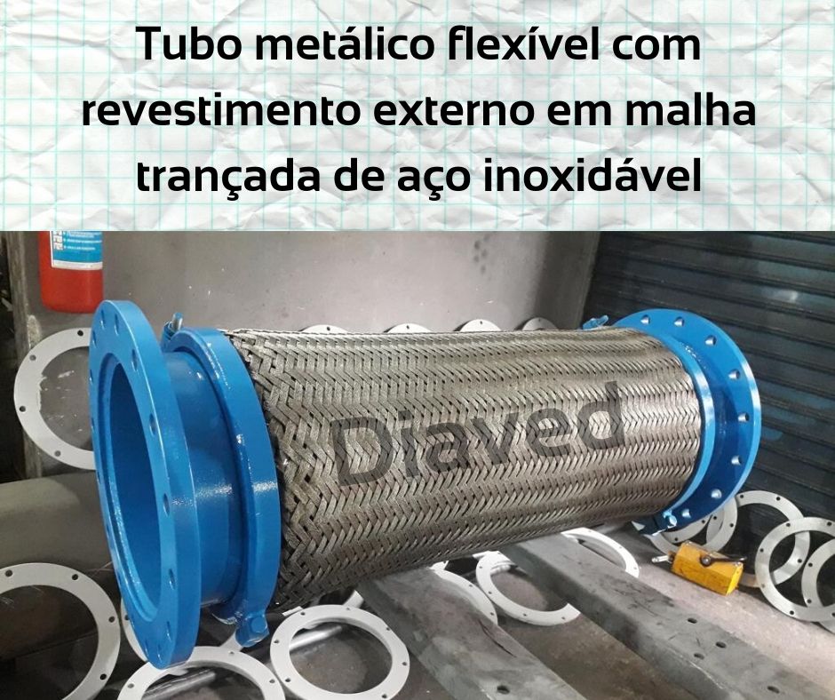 Tubo Metálico Flexível com Revestimento Externo em Malha Traçada de Aço Inoxidável 