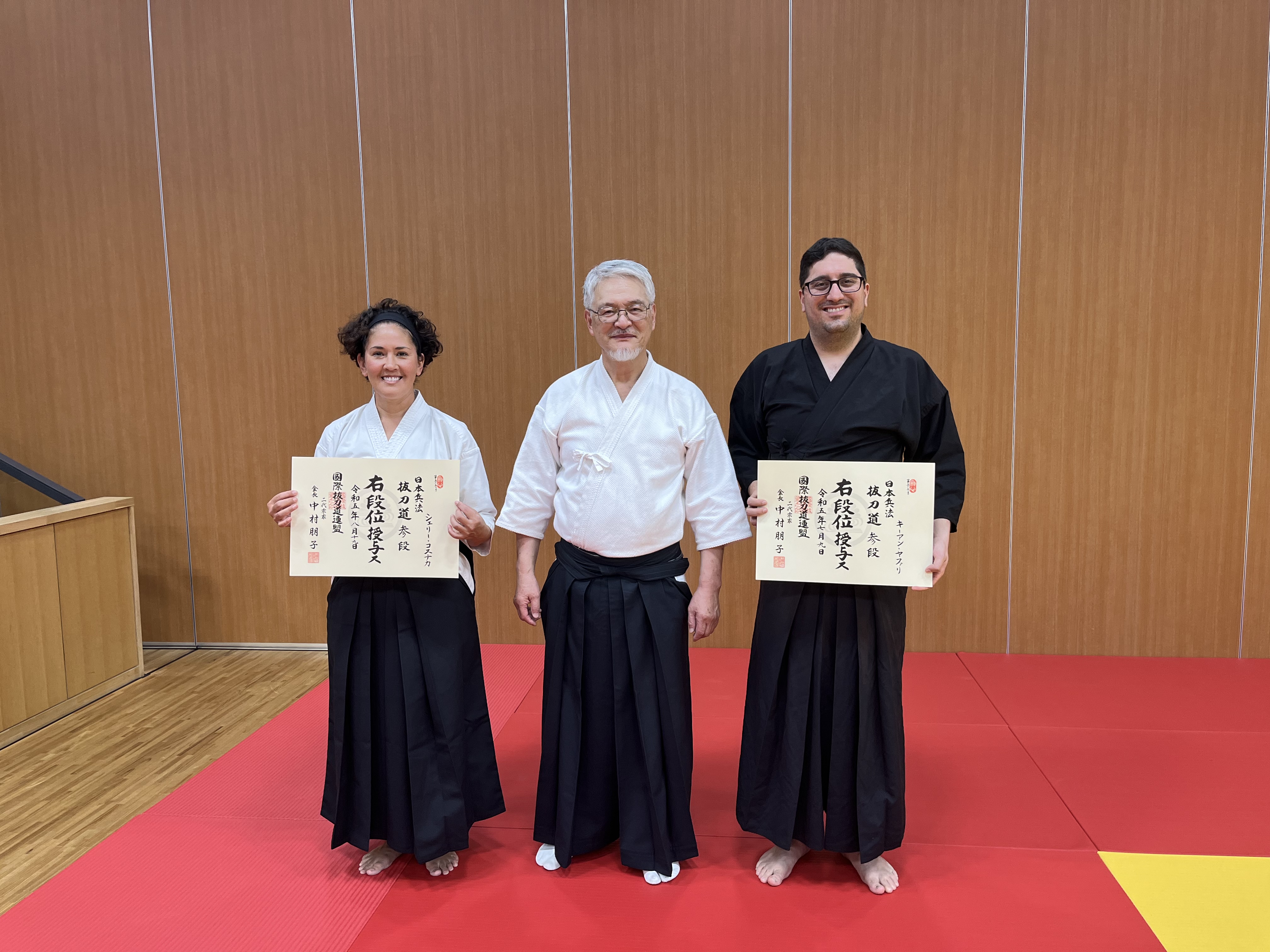 Sherry and Keyan received their Sandan menjo from Nomura sensei - well done!