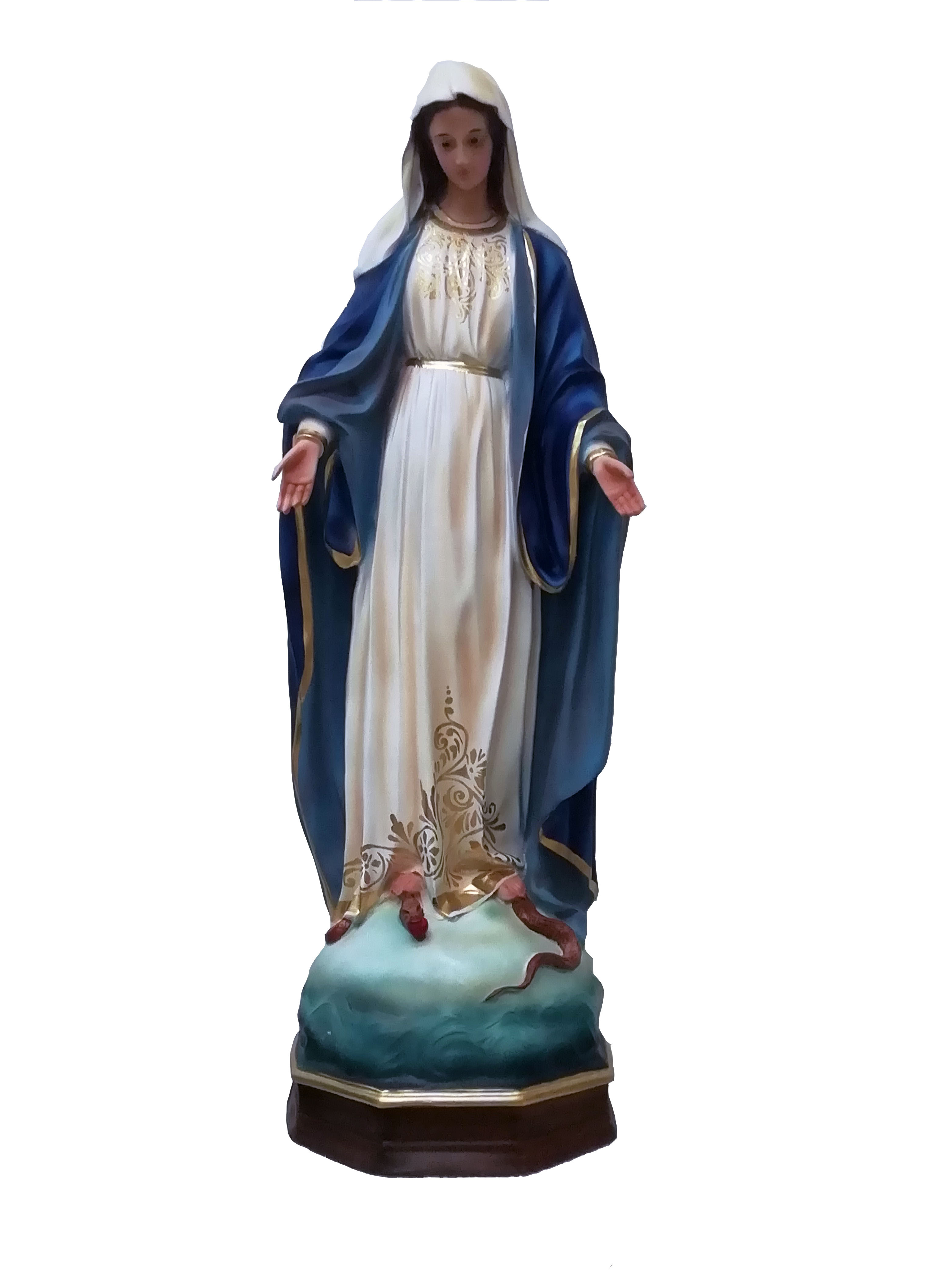 VIRGEN DE LA MEDALLA MILAGROSA 90 CM FIBRA DE VIDRIO