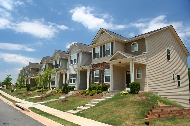 Row of similar houses||||