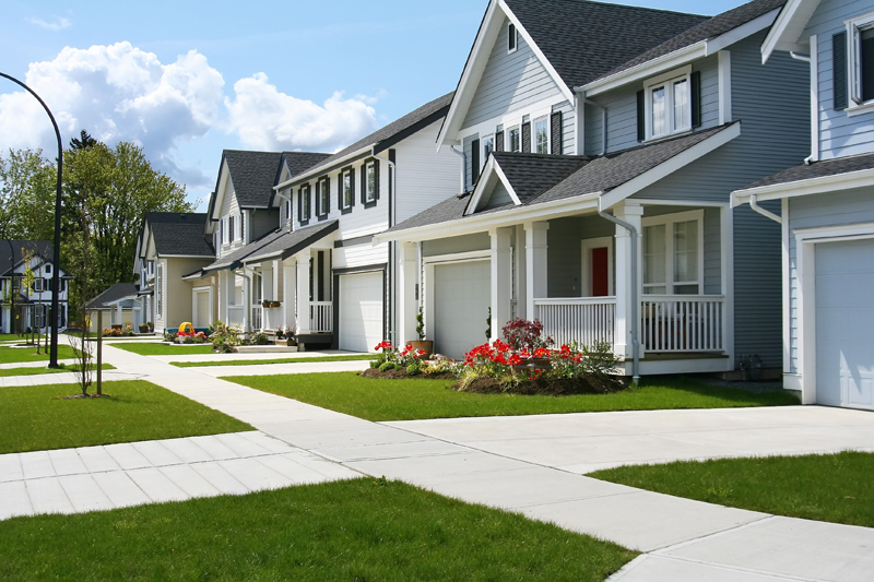 Row of various houses||||