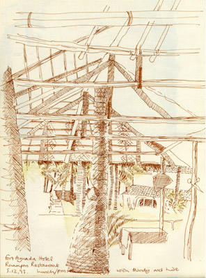 Restaurant at the Fort Aguada (Pen and Sepia Ink)