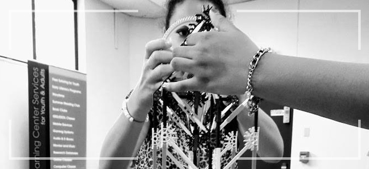 A black and white photo of a student building