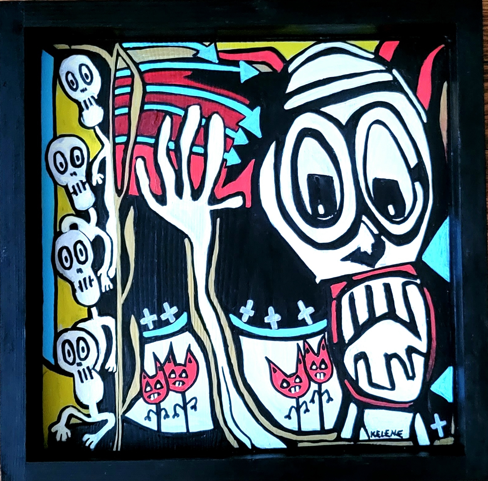 SOLD. Title After Party. 12 x 12. Acrylic on wood 