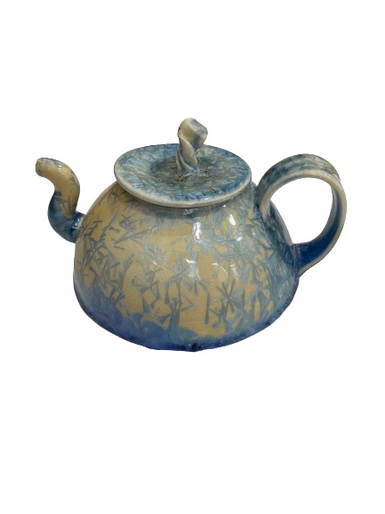Blue Crystal Teapot
Ceramic/ Porcelain
4" tall
Porcelain
$75.