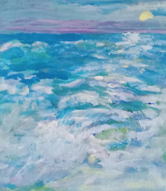 Taylor, Sunset Surf, 7 1/2 x 8 1/2 Acrylic
