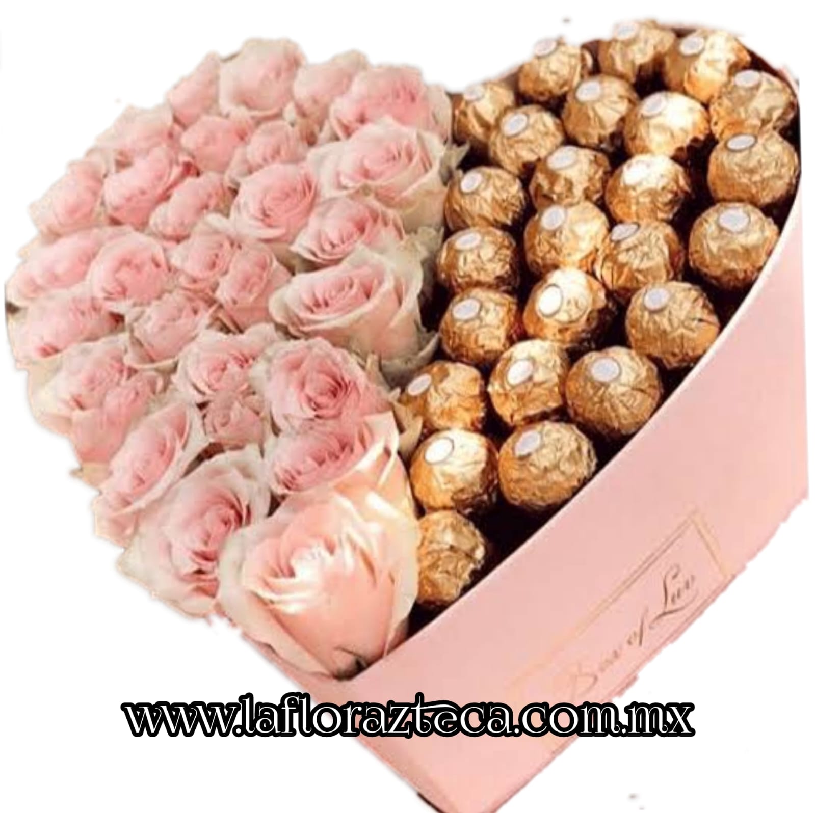 TOP - 2 $2,600
Caja corazón con 50 rosas  y 25 chocolates Ferrero Rocher