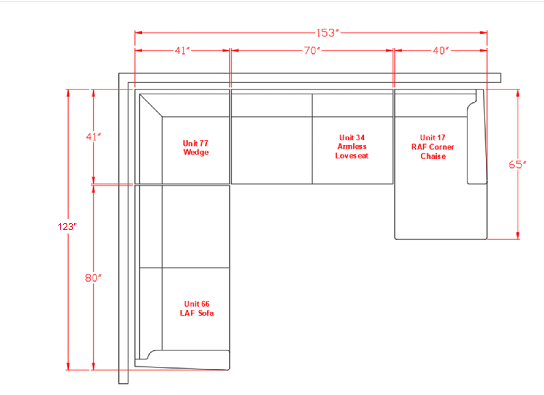 RAF Chaise dimensions