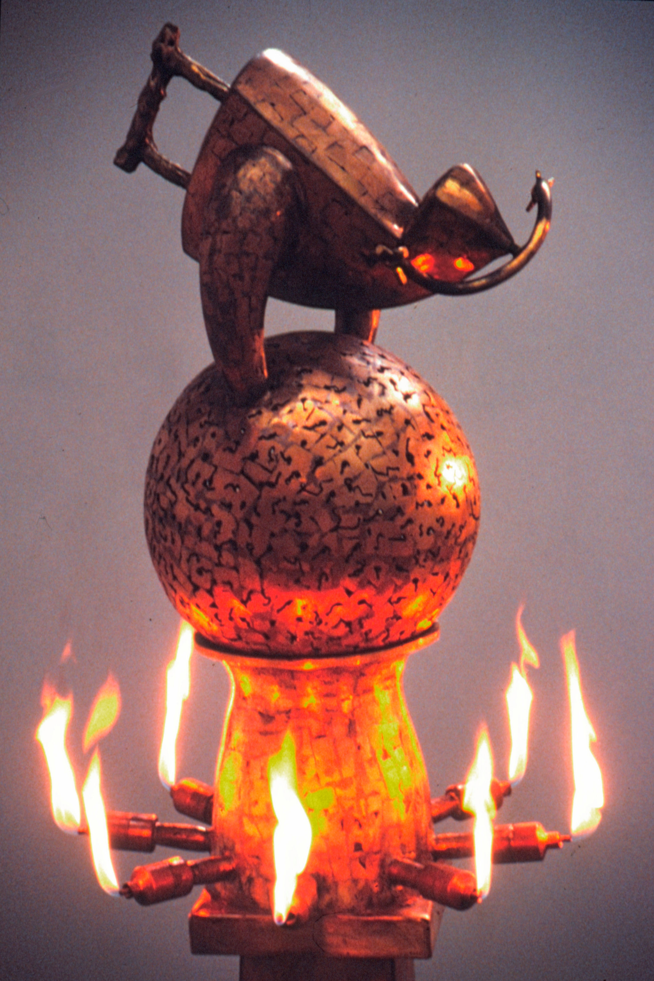 Fire for Biko (Cauldron Element & Acoustic Sphere) - 1990, 
Uni-constructed Bronze with Patina
