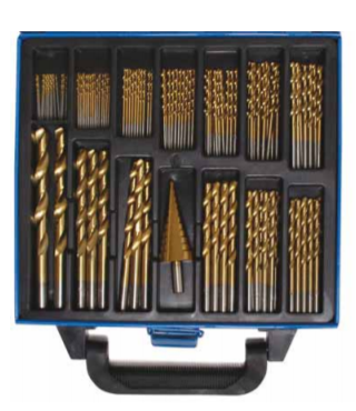 Juego de brocas espirales y escalonadas | HSS | nitrurado de titanio | 1 - 10 mm | 119 piezas