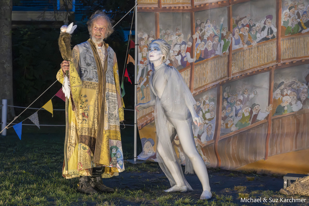 Bernard Cornwell as Prospero and Sadie O'Conor as Ariel