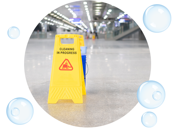 Sign showing warning of wet floor