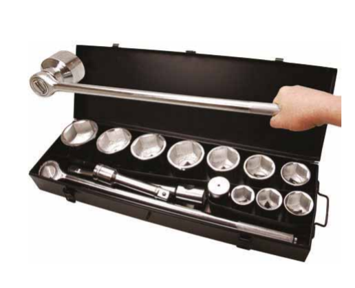 Juego de llaves de vaso | entrada 25 mm (1") | 36 - 80 mm | 15 piezas