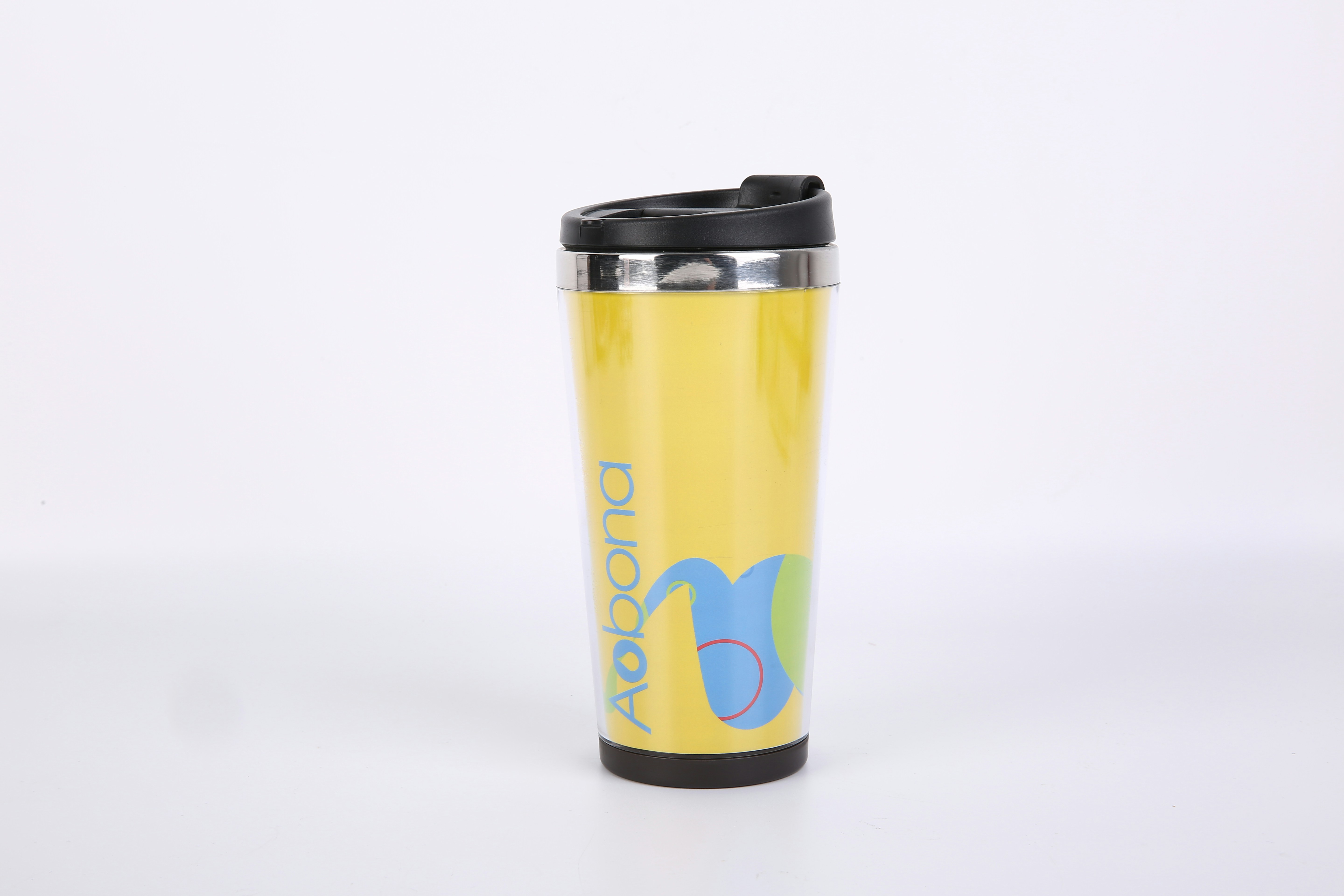 orange and black travel mug