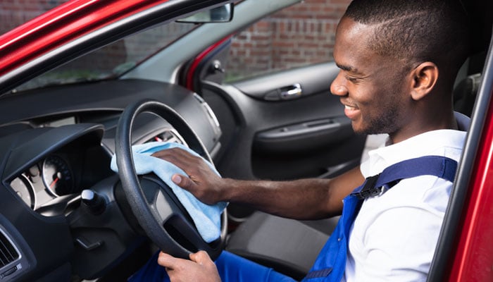 Man Cleaning Car