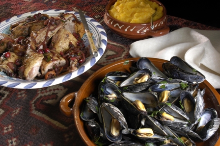 Pilgrim duck, mussels and squash