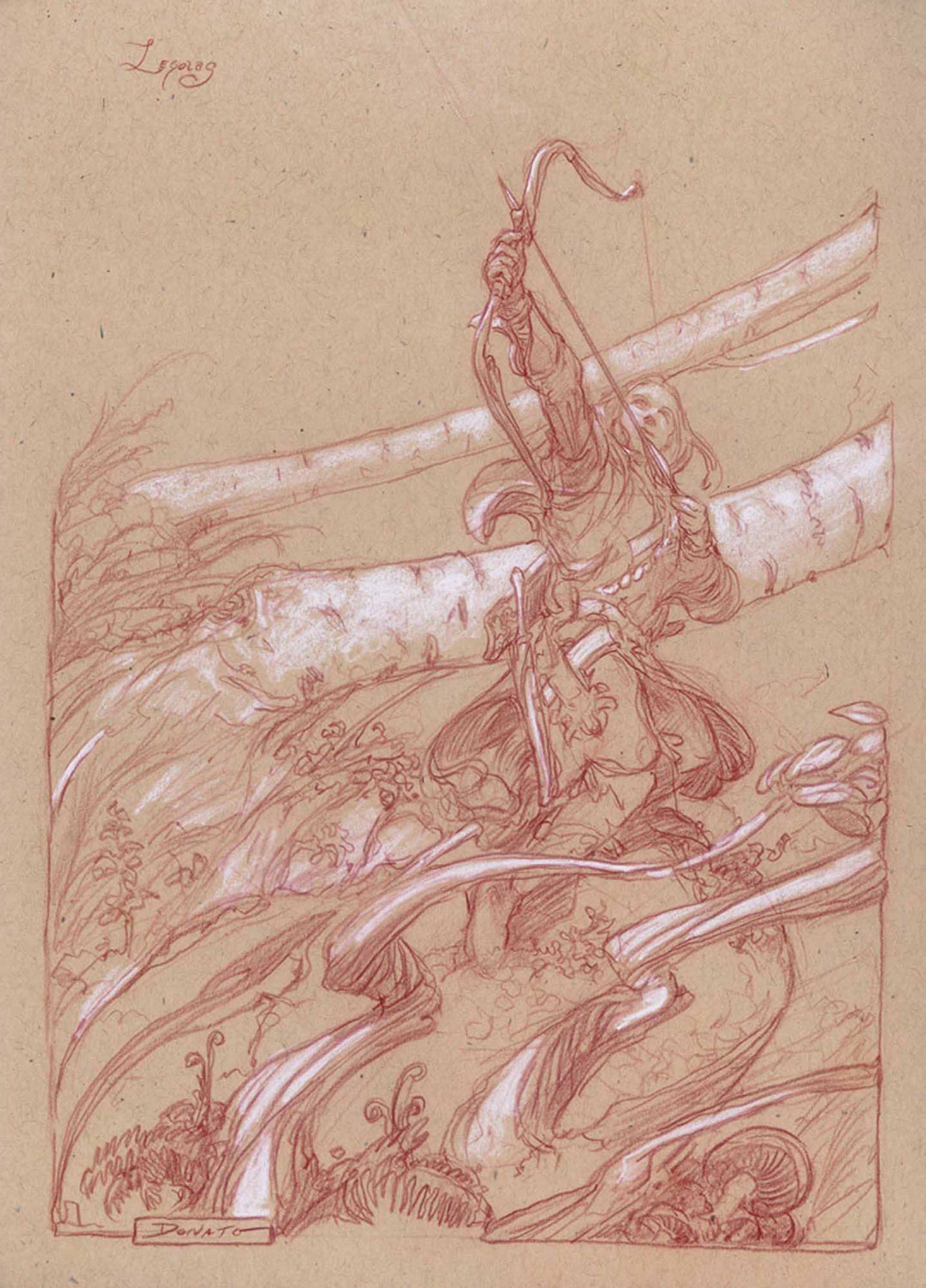 Legolas - Banks of the Anduin
11" x 8"  Watercolor Pencil and Chalk on Toned paper 2012
private collection