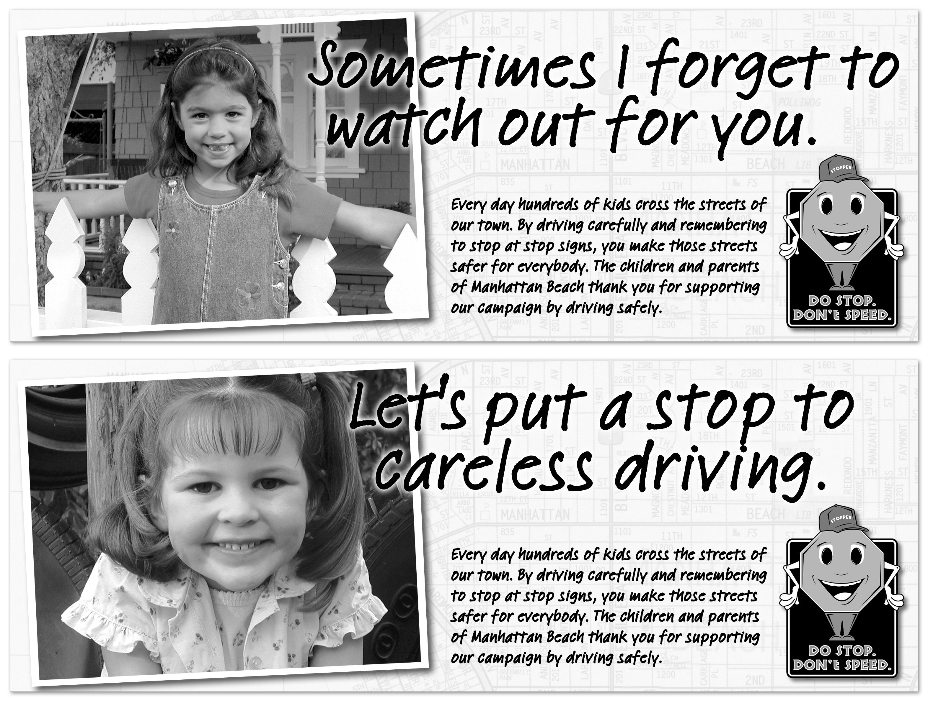 Traffic Safety newspaper campaign for the city of Manhattan Beach