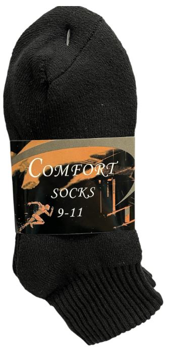 Q101 
3PK COMFORT SOCKS QUARTER  BLACK 9-11
UPC 812462030606
Q201
3PK COMFORT SOCKS QUARTER 10-13 BLK
UPC 812462030637
120 CS PACK