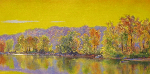 Evening Above Great Falls, 10" x 20" Oil on Linen