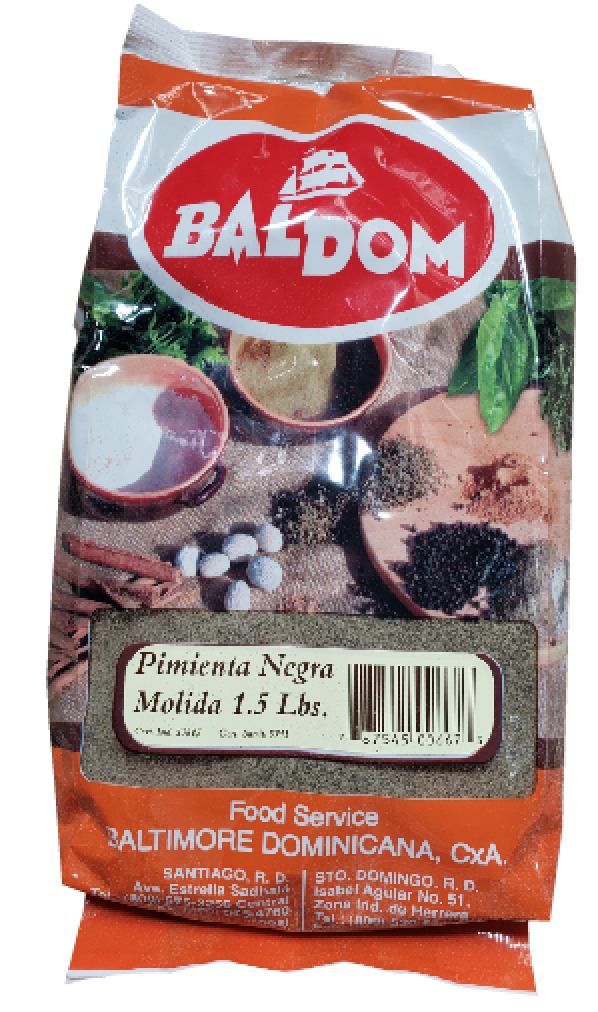 Pimienta negra molida Baldom 8/1.5 lbs
Código: 324
