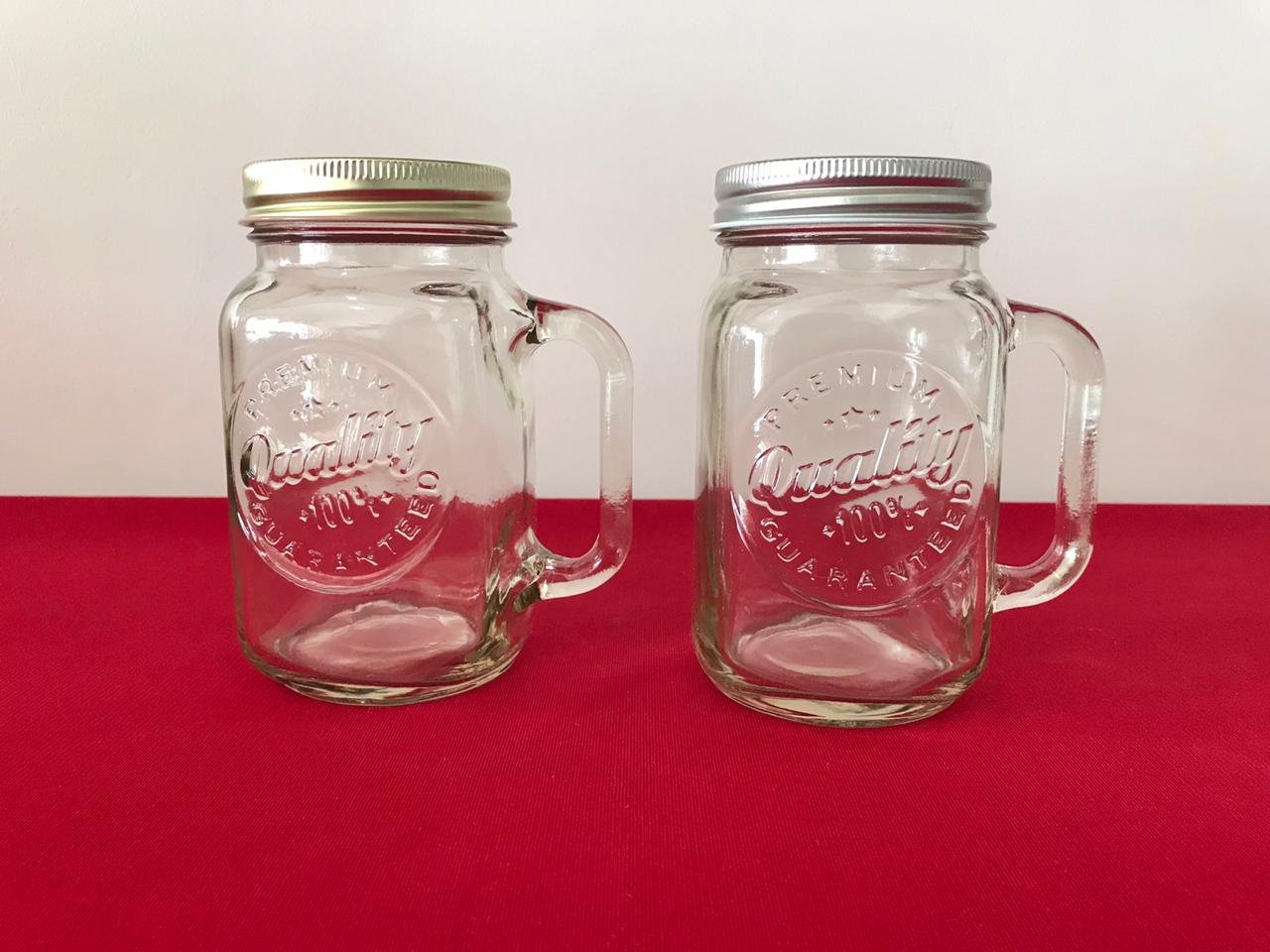 TARRO DE VIDRIO CON ASA 16 OZ.