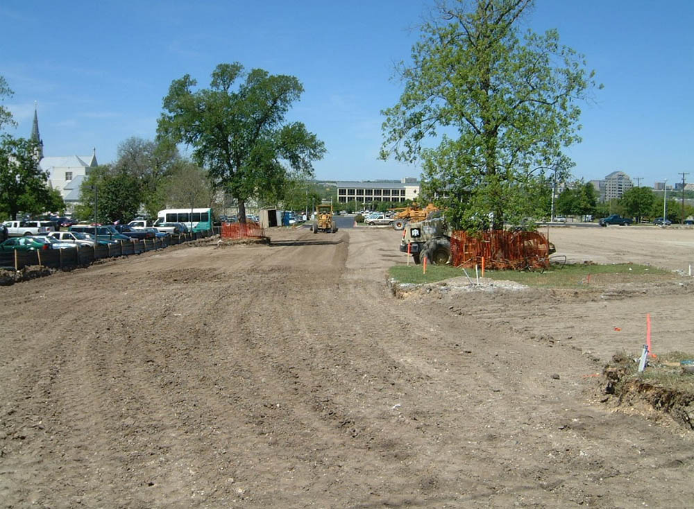 Paving preparation of a parking lot.