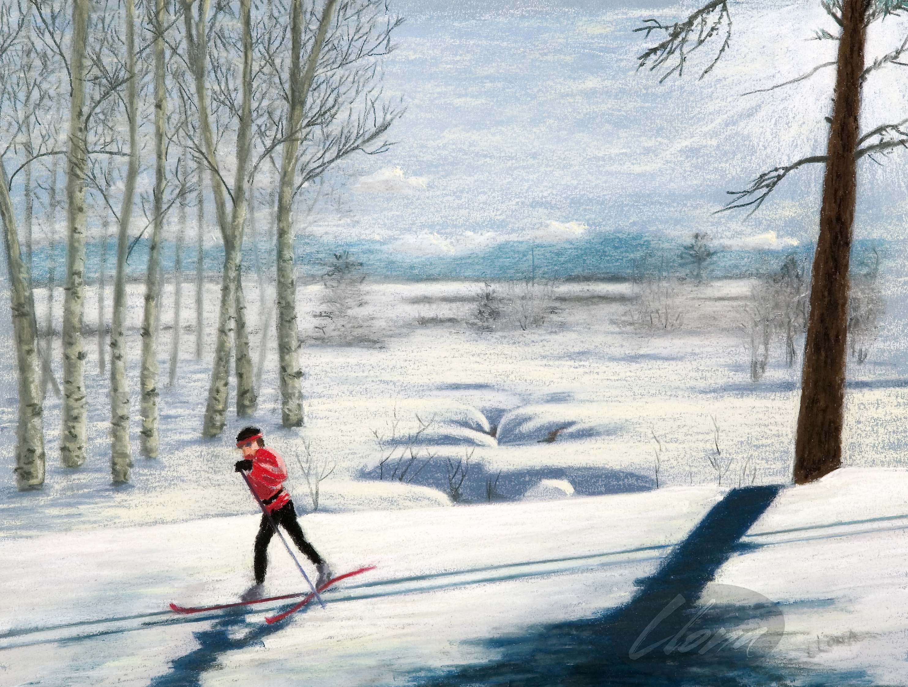 Hazy Morning Ski
Original Pastel Painting
FRAMED
11"  X  14.5"