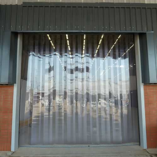 Custom and installed strip door curtains in industrial setting