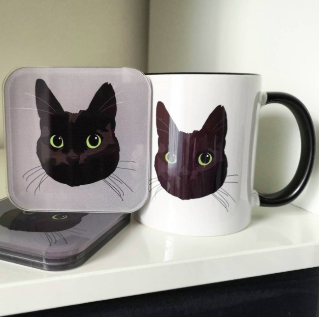 Custom Cat Mug and Coasters Set