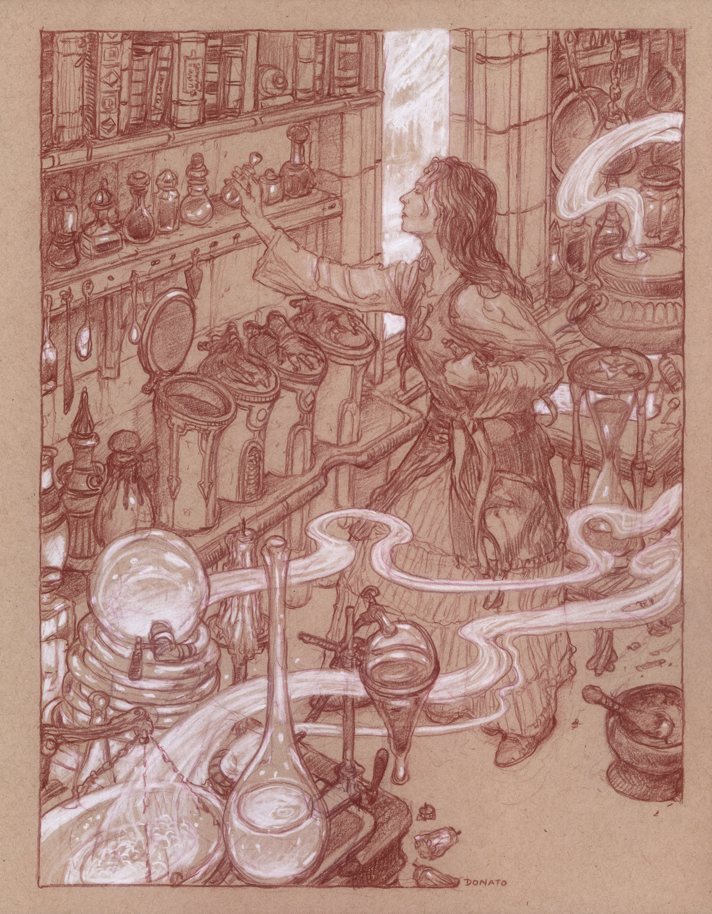 Uprooted- Chapter 4  -The Laboratory
14" x 11" Watercolor Pencil and Chalk on Toned Paper 2018