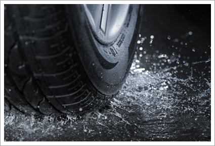 Tire on a wet road||||