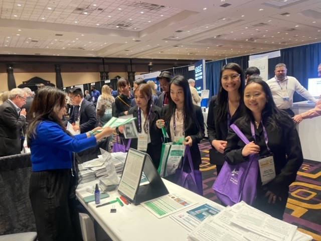 Celia Greta Binarao chatting with attendees at the Western Pharmacy Exchange show in Las Vegas, NV. April 2024. 