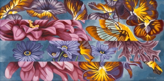 "Study in Plum Colors, Sphinx Moth" 18 x 36