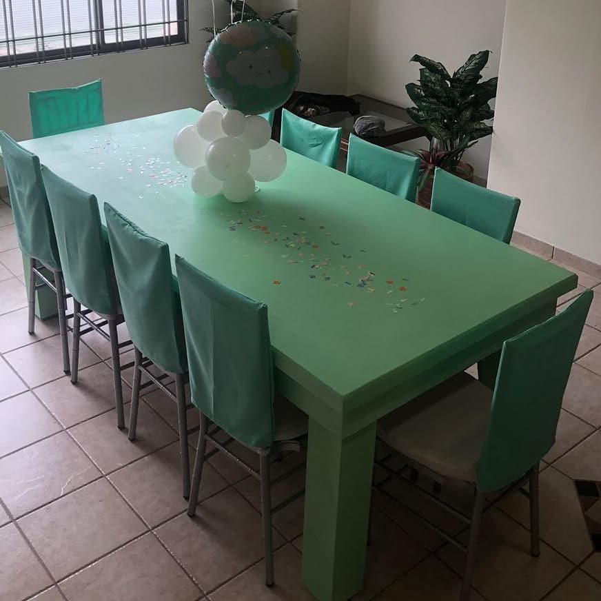 Mesa Rectangular de Madera
Verde Menta
Medidas:
2.20m x 1m
$ 90.000