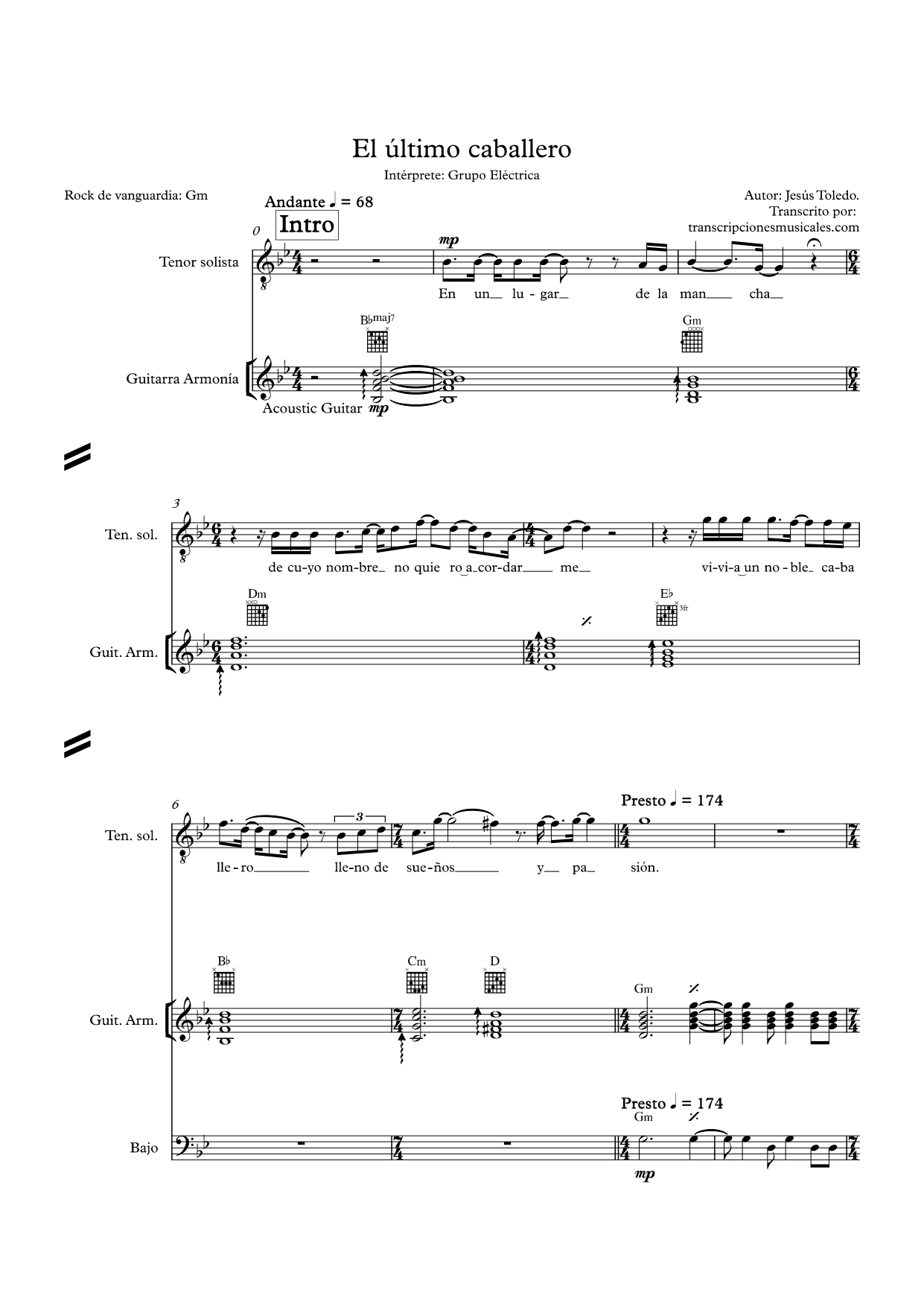 El último caballero - partitura hoja 1