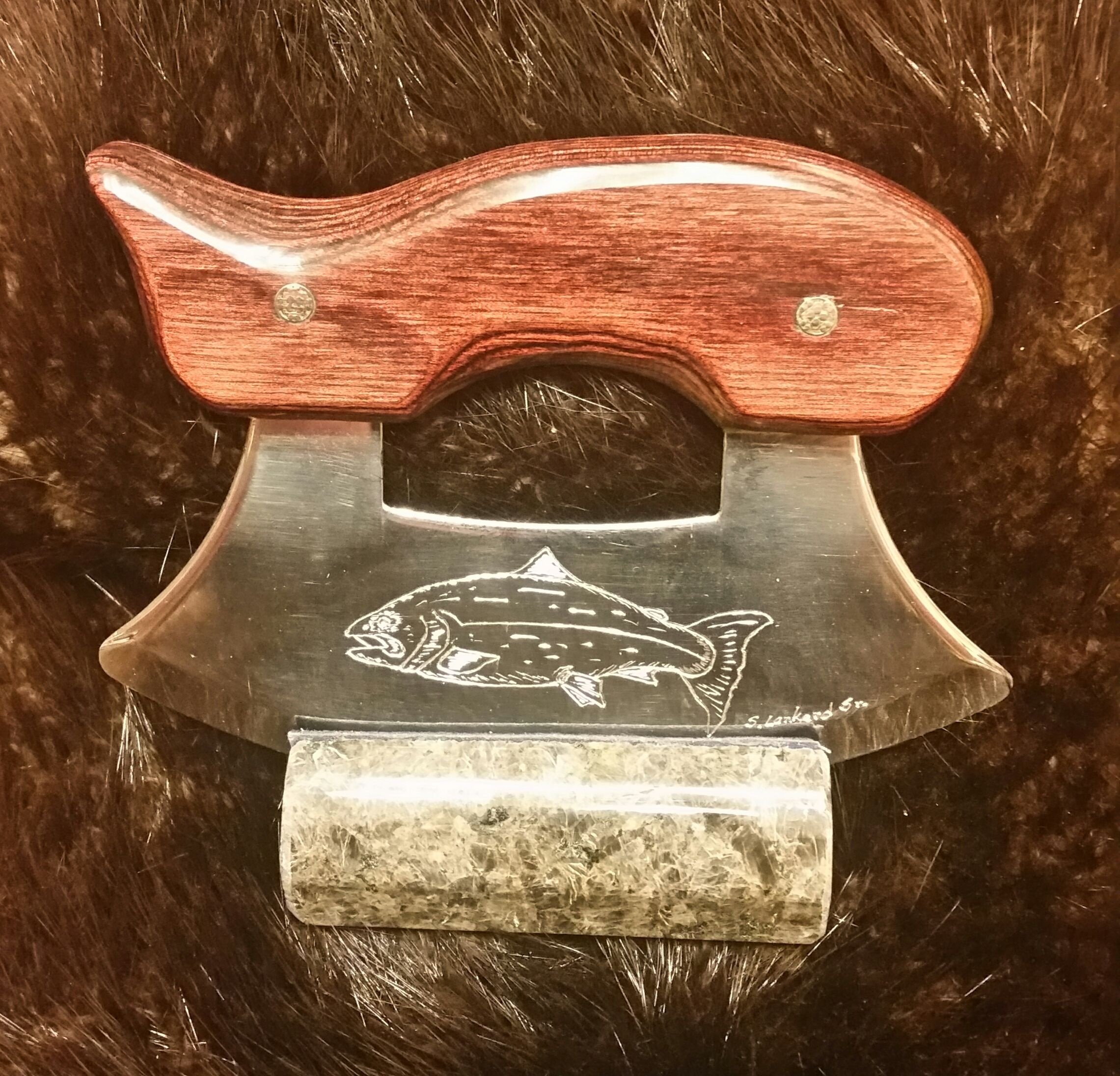 Salmon Engraved Ulu with Dymondwood Handle,   $110.00   SOLD