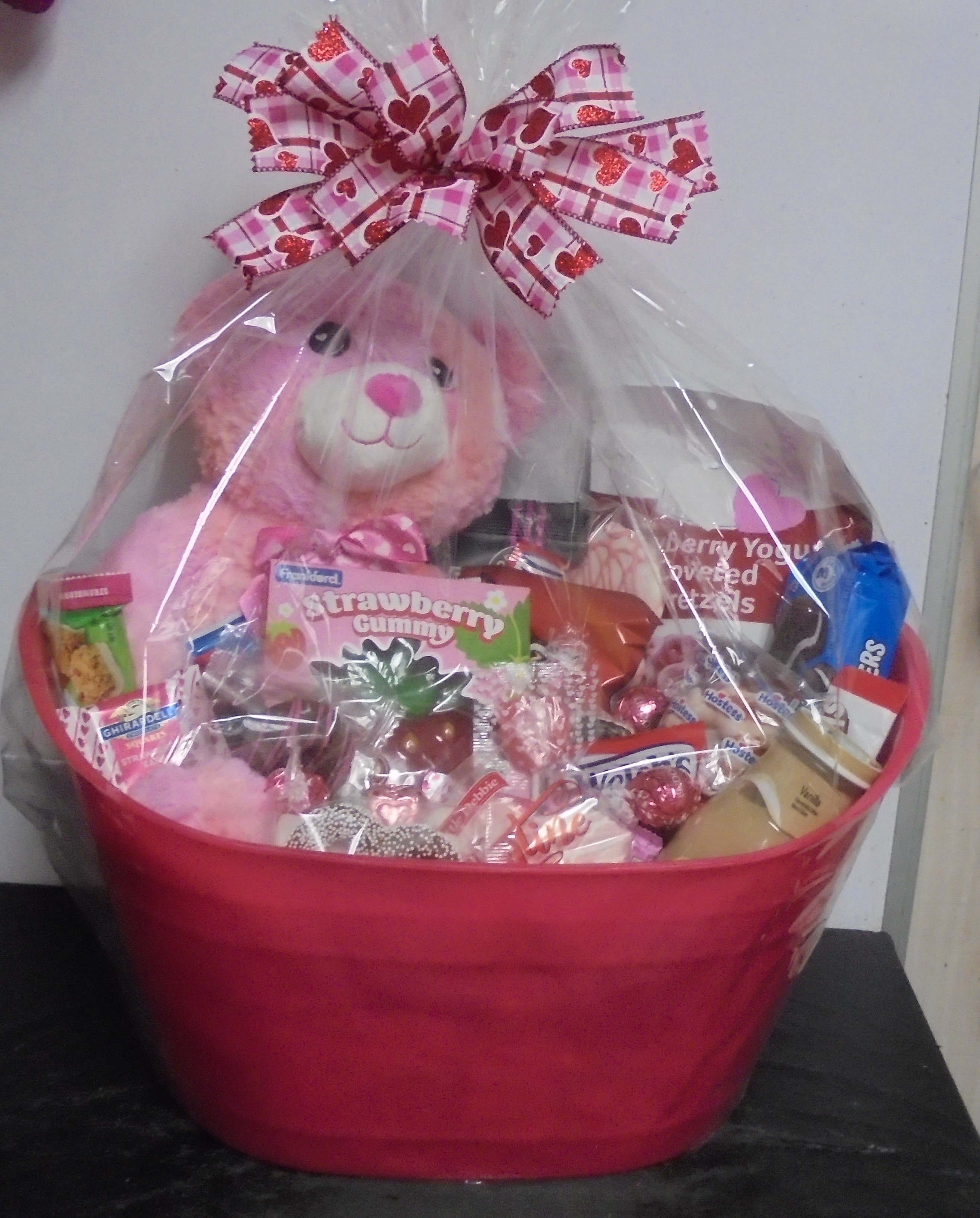 (11) "JUMBO" Strawberry Goodie Basket
W/ Plush Bear
$125.00