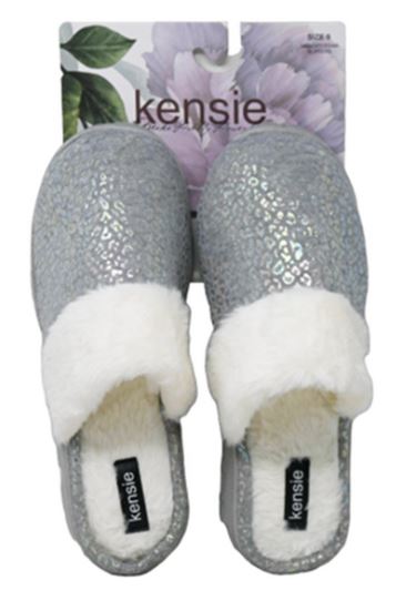 391454
S-XL WOMEN GREY KNIT SLIPPER W/HOLO LEOPARD PRINT KENSIE
18 CS PACK