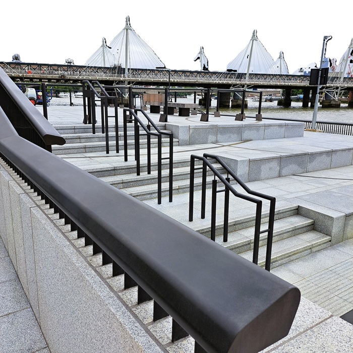 Victoria Embankment Thames Tideway Artistic Metals bronze coating on balustrading.