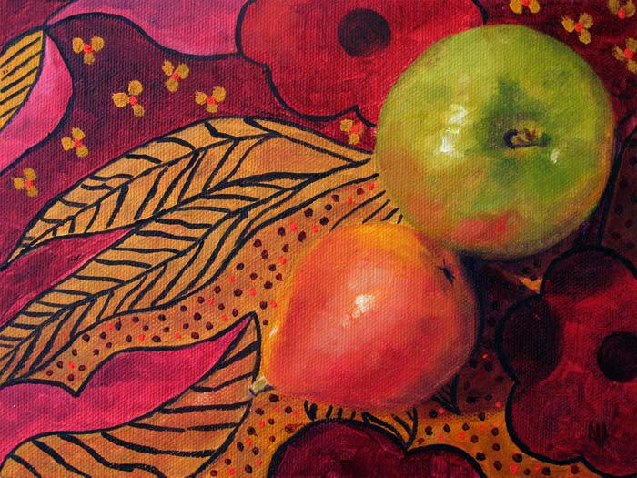 Apple & Pear ~ 6"x8"   Oil on canvas panel