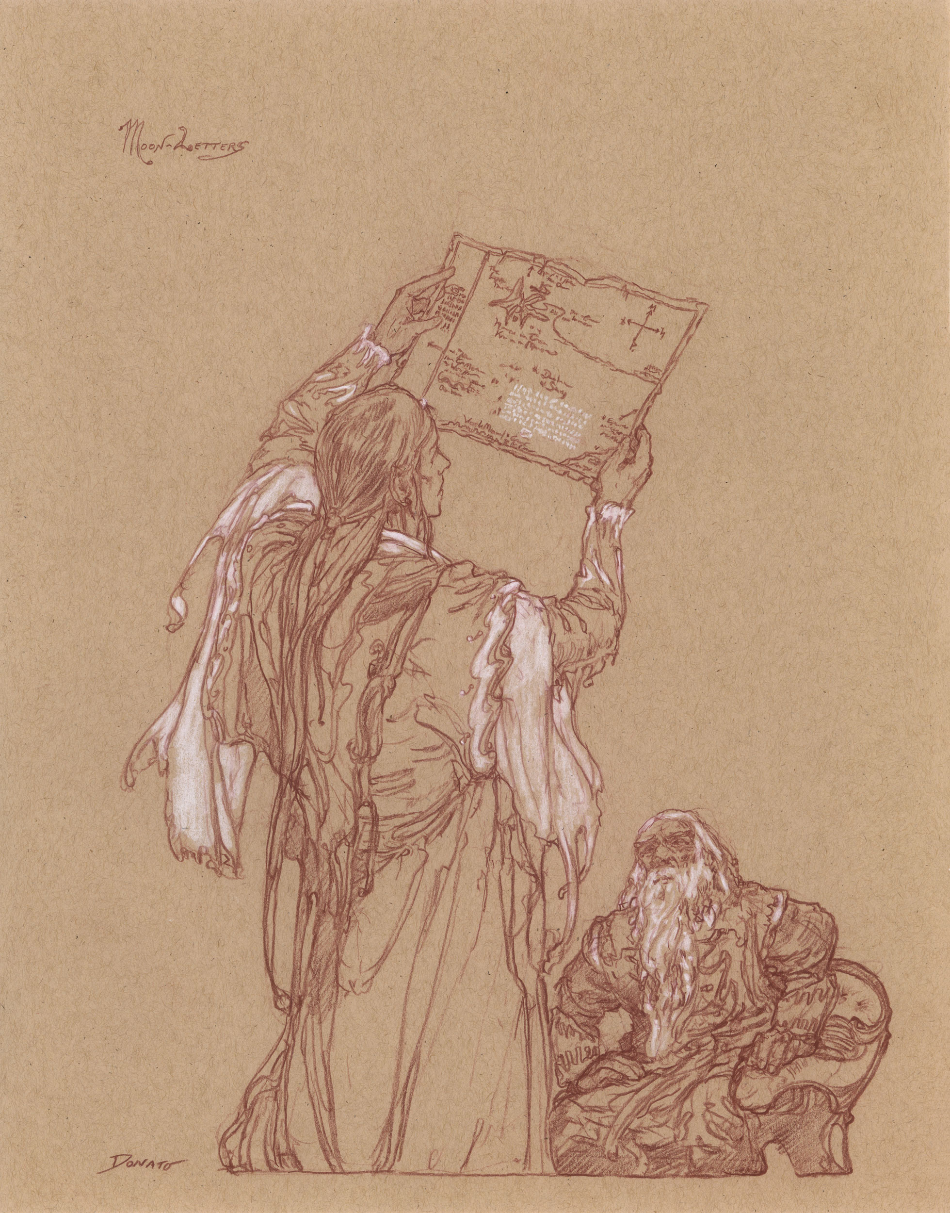 Moon-letters
Watercolor Pencil and Chalk on Toned Paper
14" x 11"